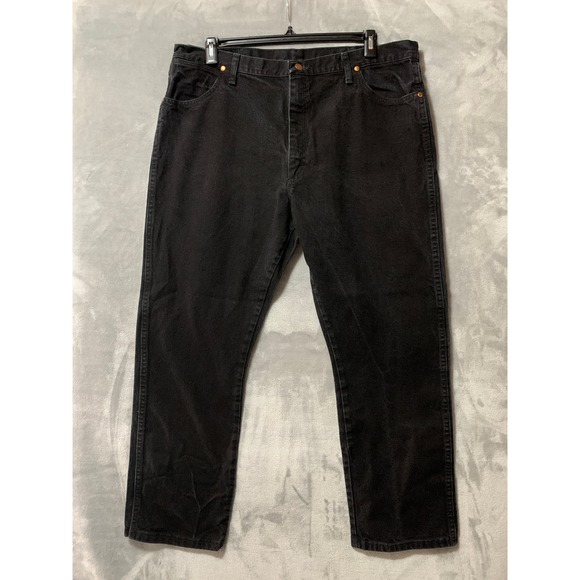 Wrangler Mens Jeans 40x30 Black Denim Regular Fit Straight Leg A203 - Picture 1 of 13